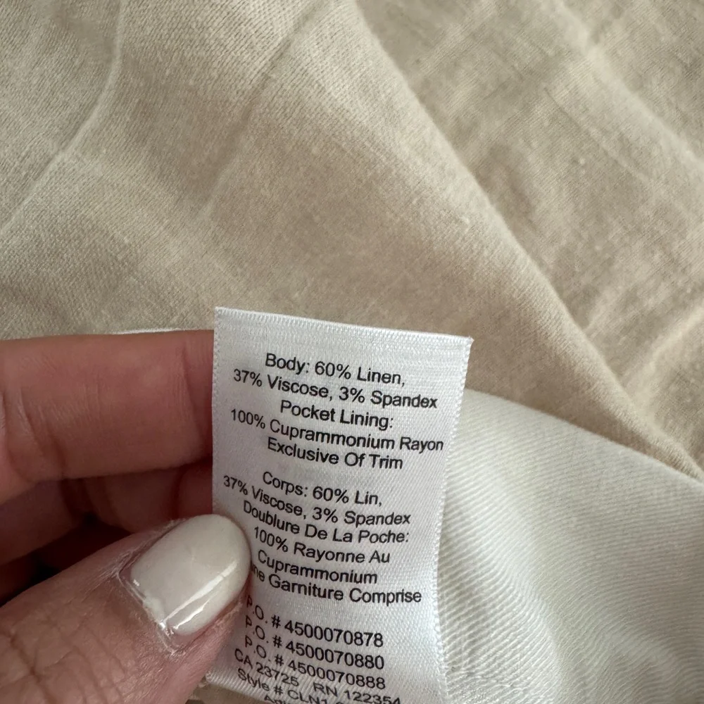 Aritzia Babaton White Linen Blend Pants